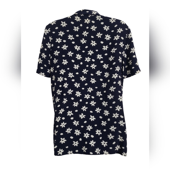 💲1️⃣ Vintage Sport Collection Blue / White Floral Button-down Blouse Sz Small - Picture 6 of 9